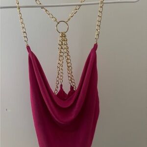 Nordstrom Pink Chain Strap Crop Top